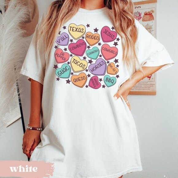 Samantha S Other - Texas Valentines Candy Hearts Retro Cowgirl Graphic Love Holiday Gift T-Shirt 90